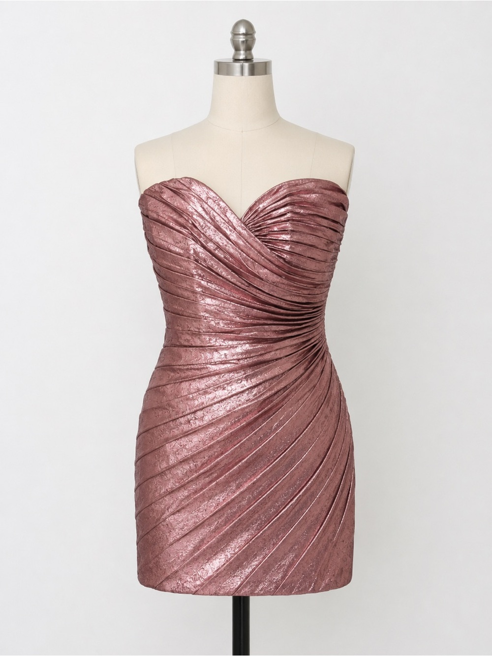ML Monique Lhuillier Metallic Rose Ruched Strapless Mini Dress Size 4 NWOT